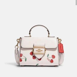 Morgan Top Handle Satchel With Heart Cherry Print